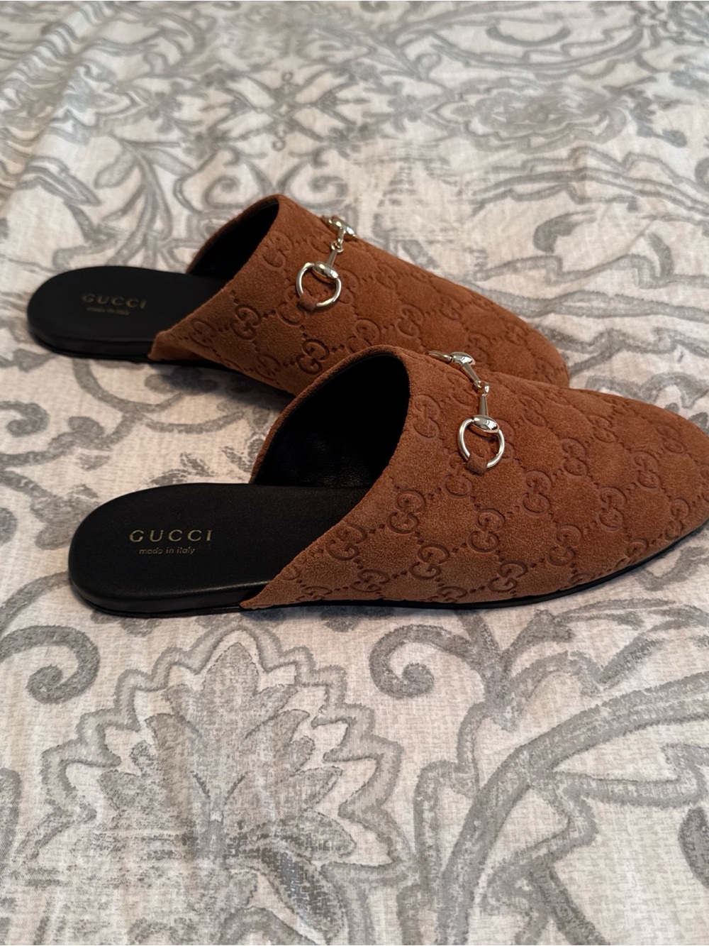 Gucci women’s Brown Suede Horsebit Slip-On Loafers - Picture 4 of 8